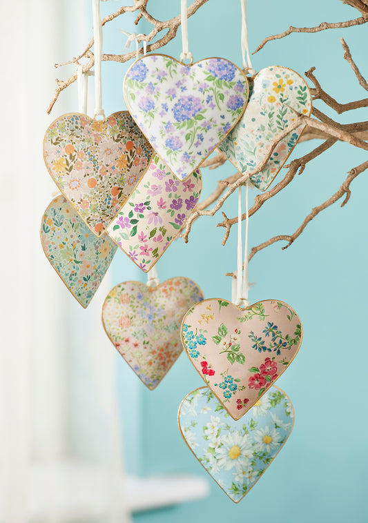 Ditsy Floral Hanging Metal Heart by Namaste