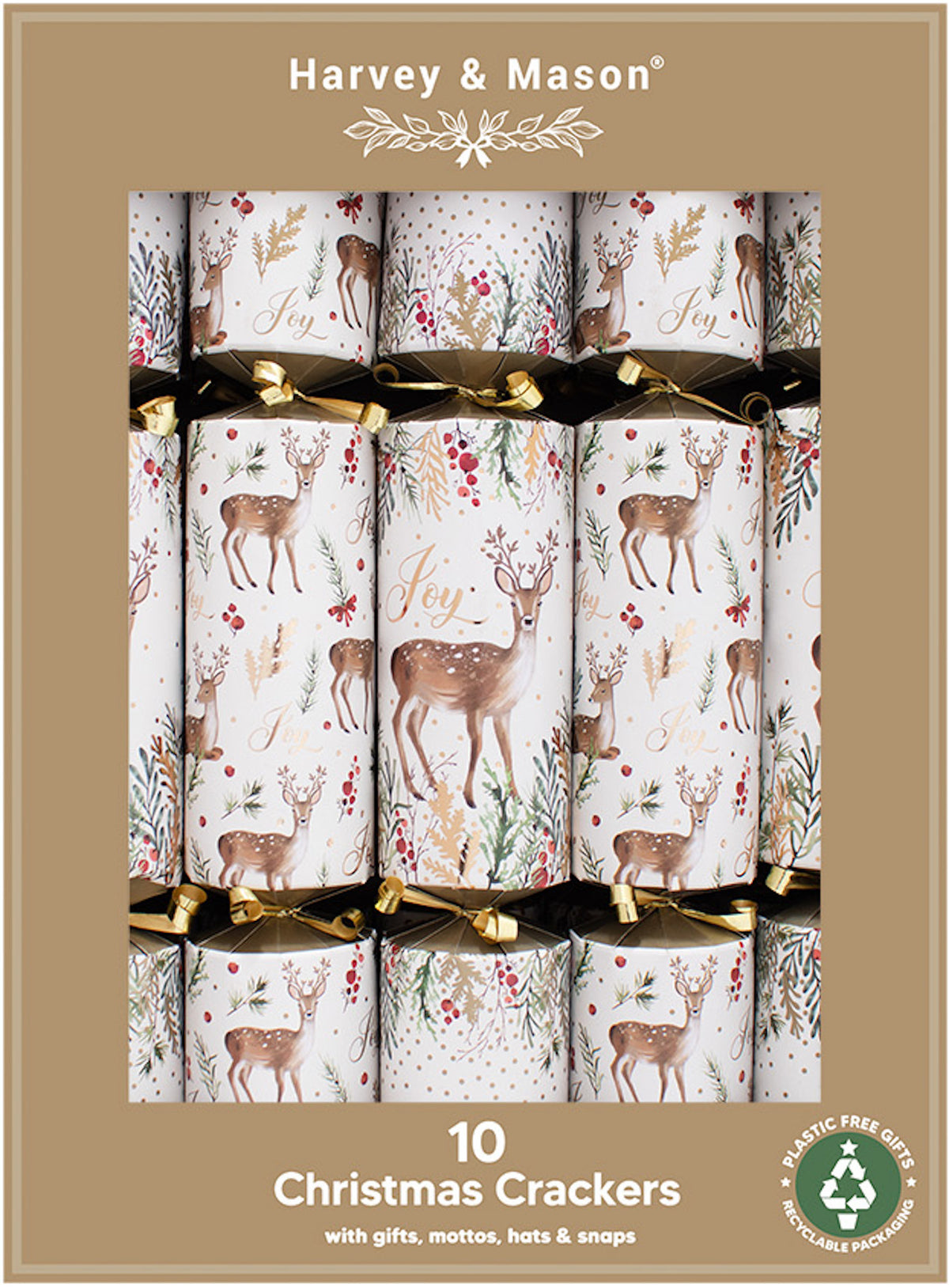 Gold Deer Family Christmas Crackers - One Posh Party 