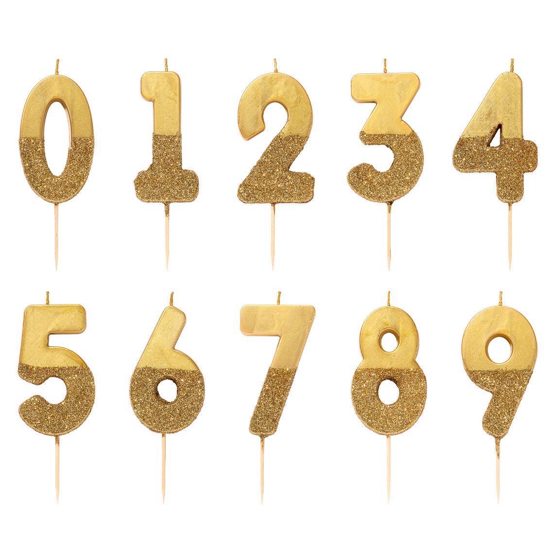 Gold Luxe Number Age Birthday Candle by Talking Tables