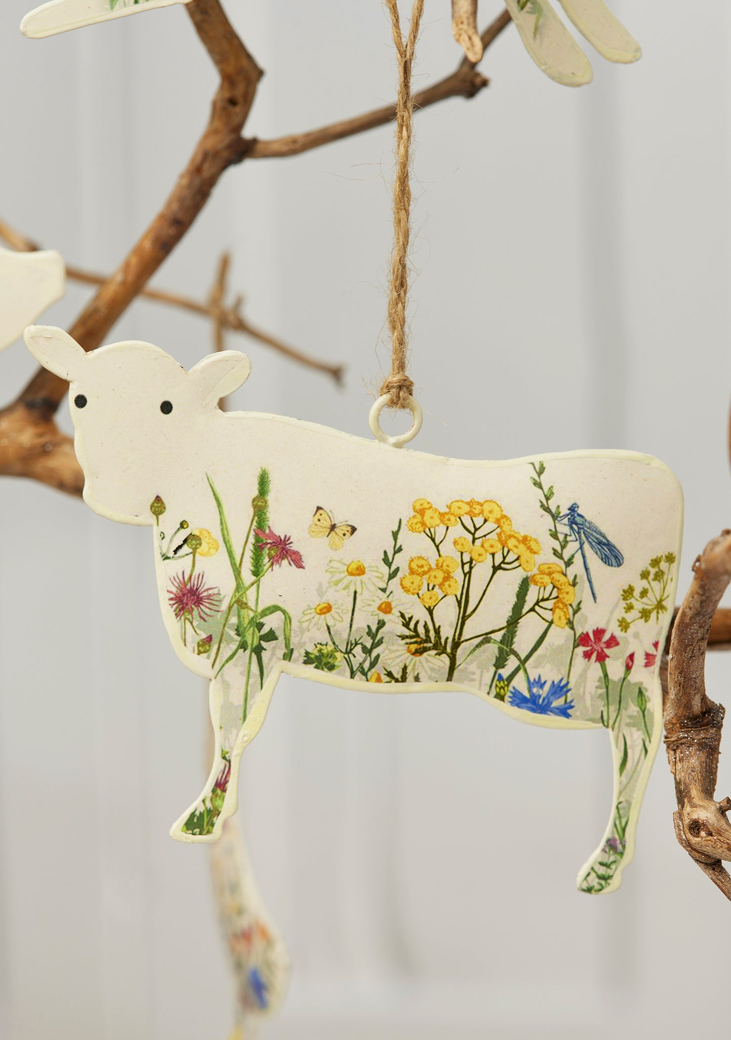 Hand Crafted Floral Metal Farm Animal Hanging Decoration - Choice of Styles