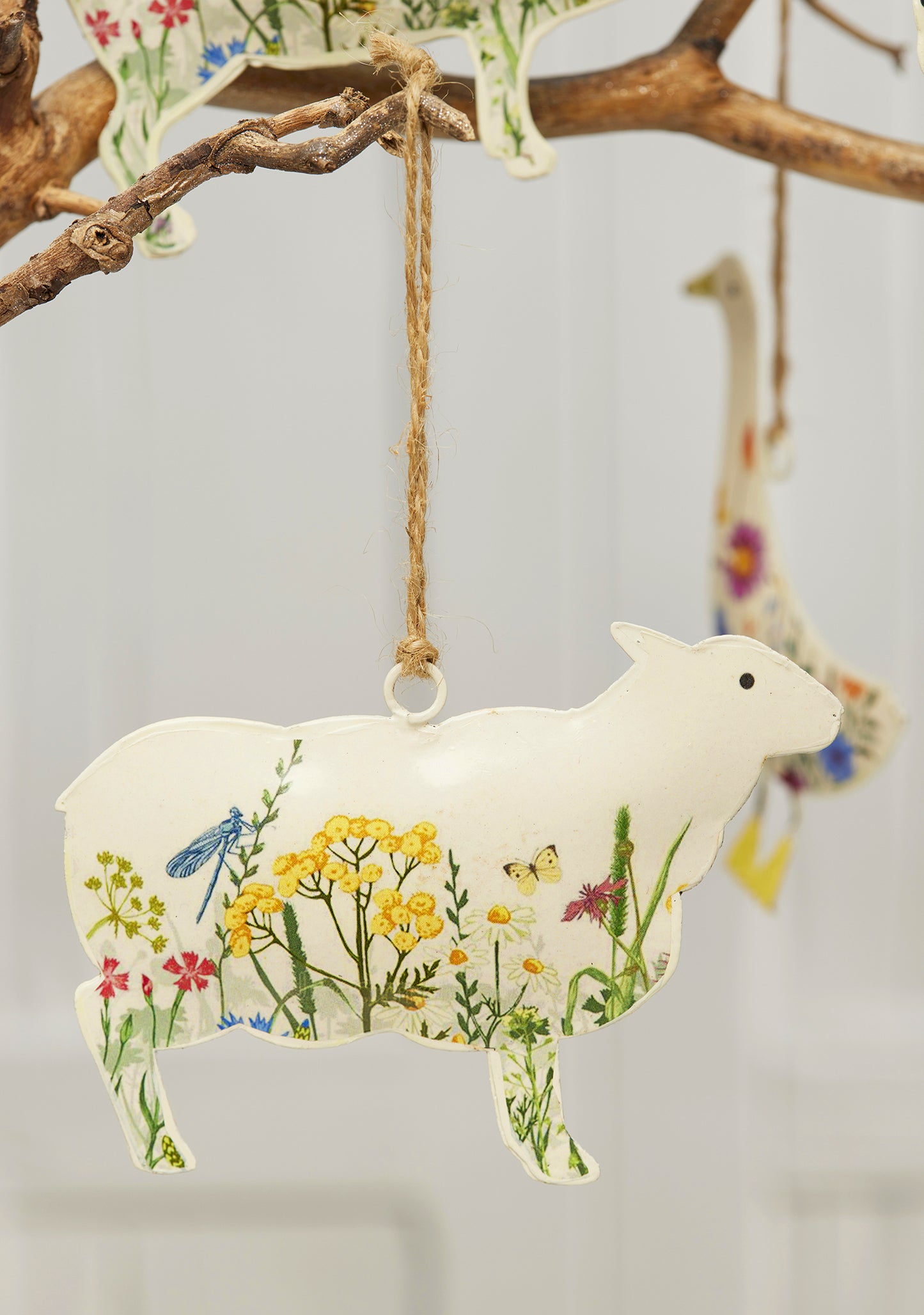 Hand Crafted Floral Metal Farm Animal Hanging Decoration - Choice of Styles