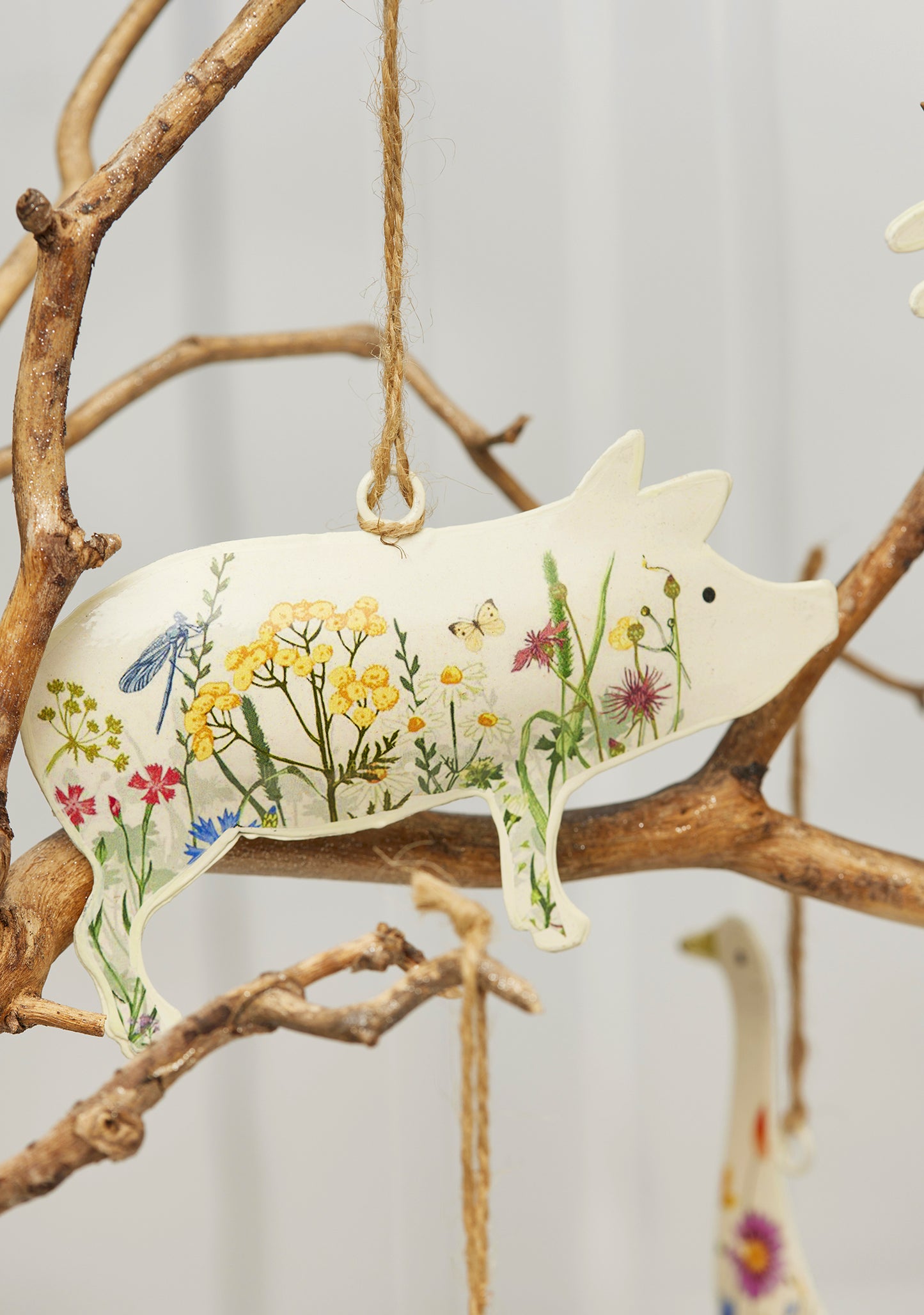 Hand Crafted Floral Metal Farm Animal Hanging Decoration - Choice of Styles