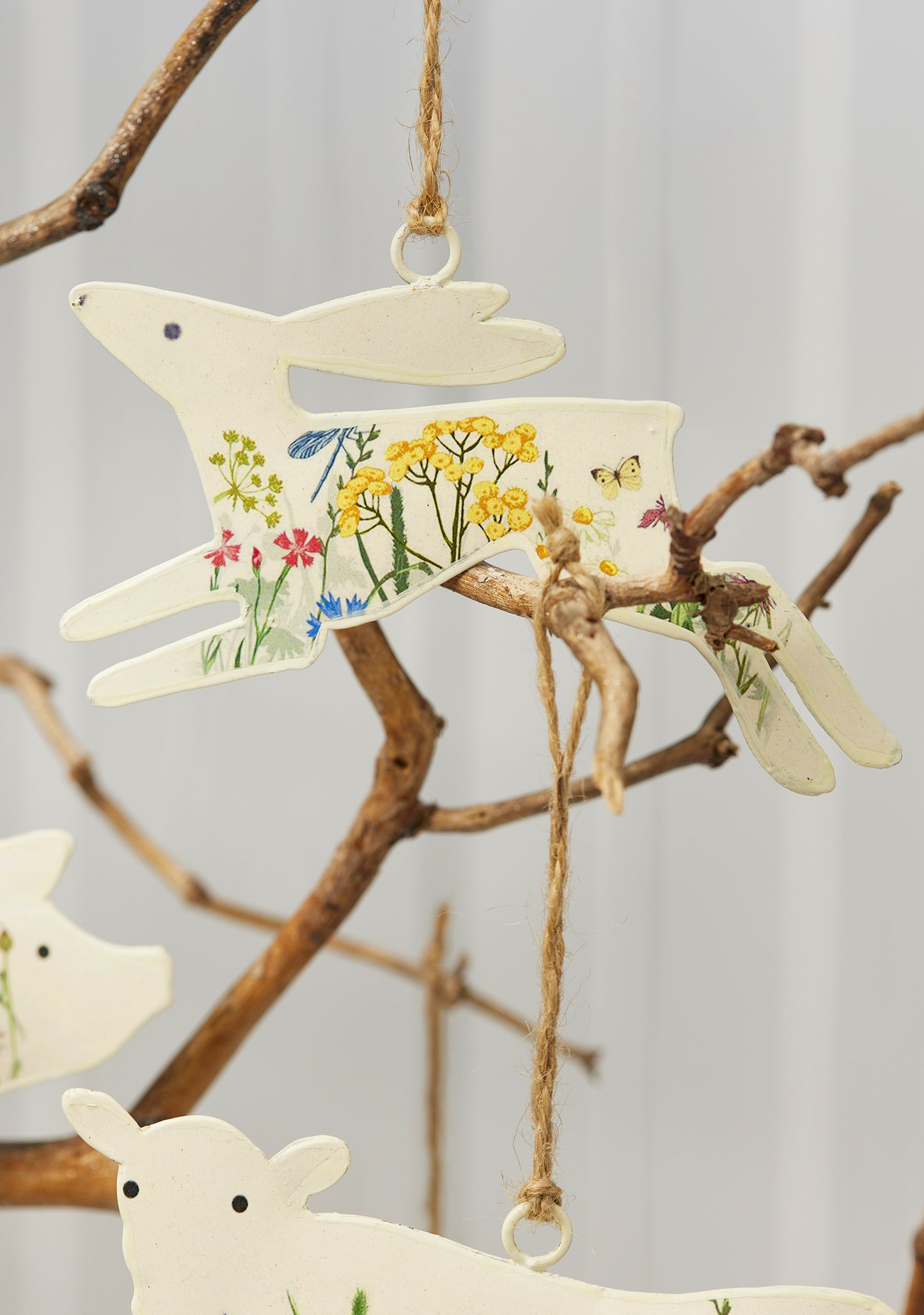 Hand Crafted Floral Metal Farm Animal Hanging Decoration - Choice of Styles
