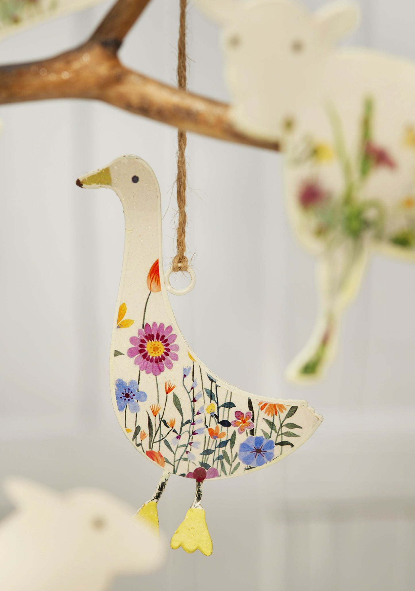 Hand Crafted Floral Metal Farm Animal Hanging Decoration - Choice of Styles