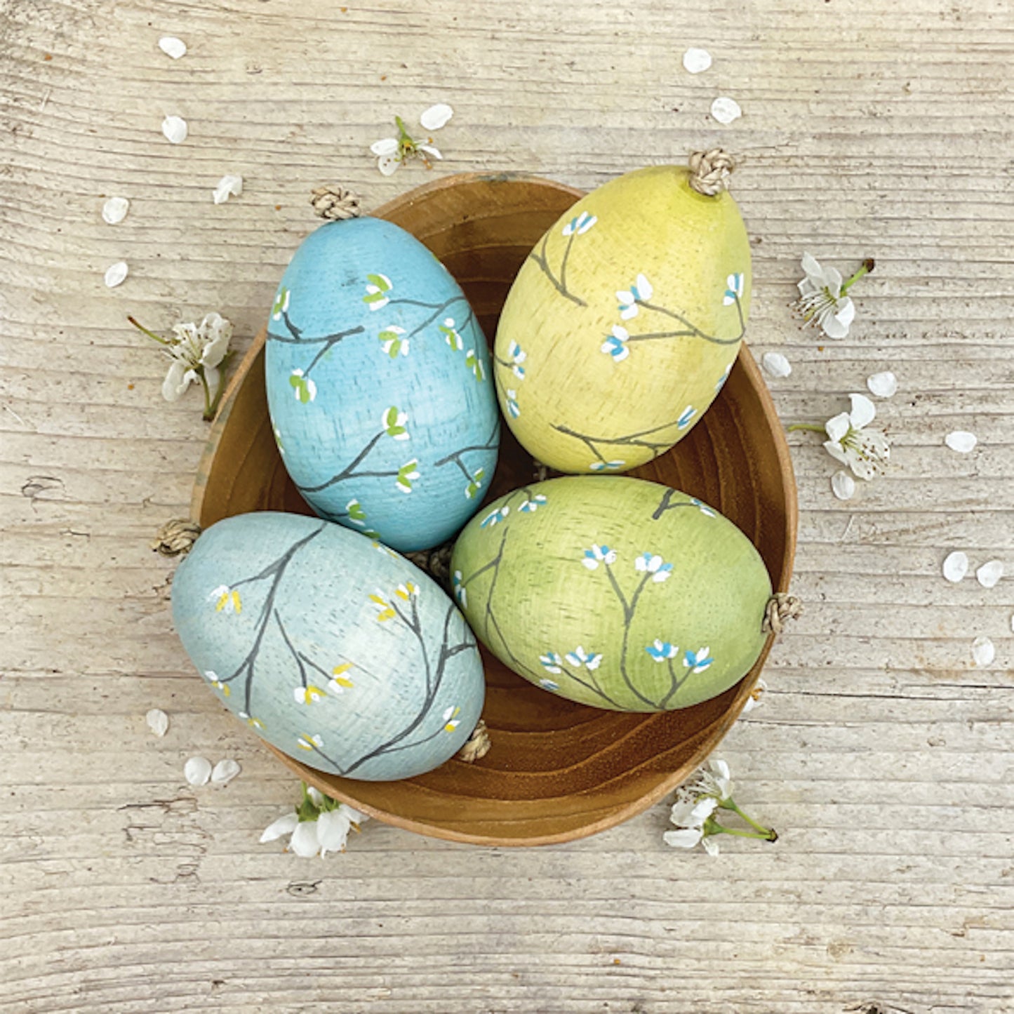 Hand Painted Blossom on Wooden Egg by East of India 