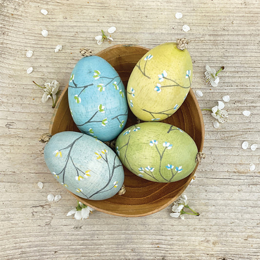Hand Painted Blossom on Wooden Egg by East of India 
