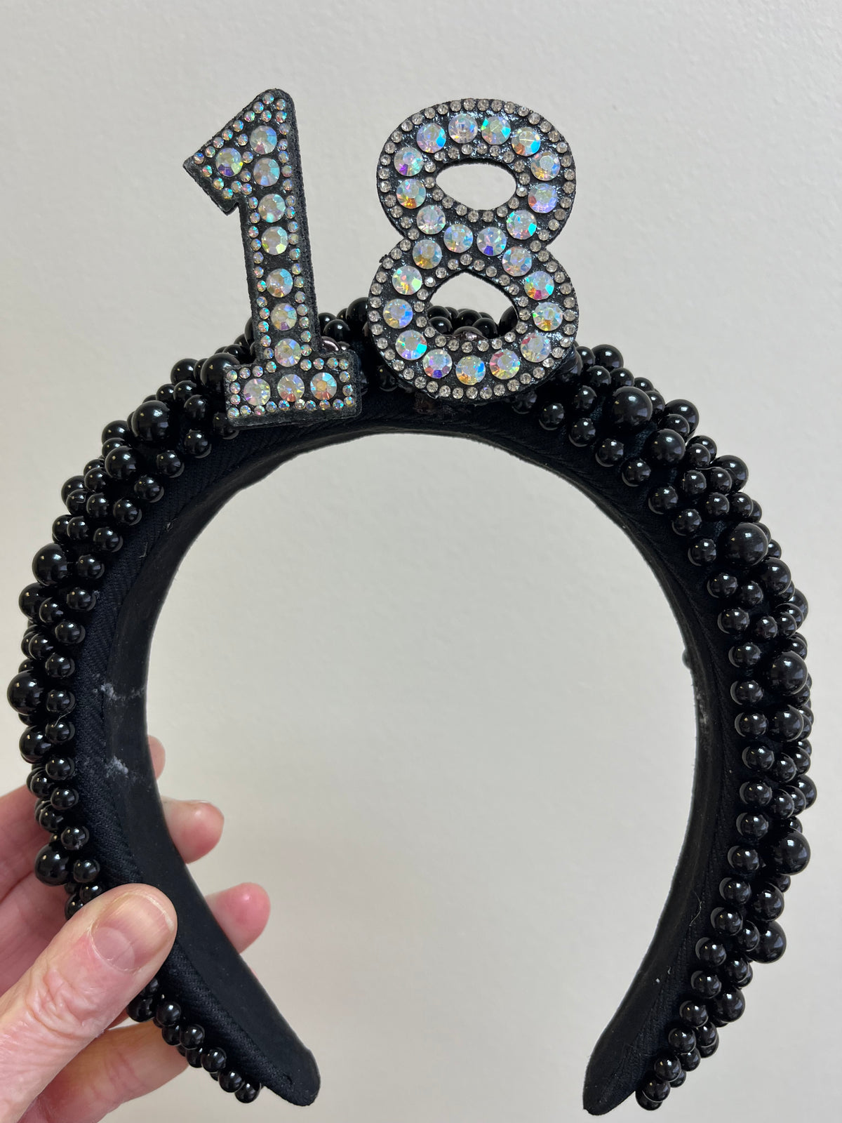 Personalised Any Age Black Pearl Headband