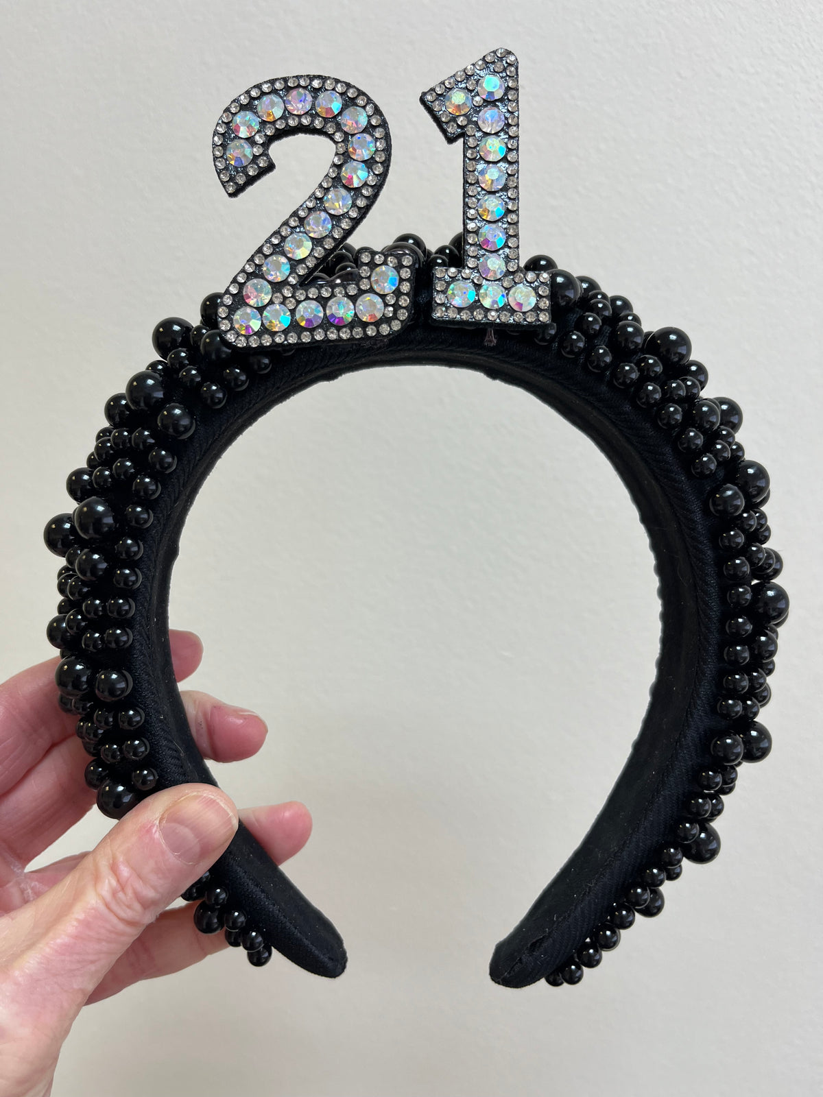 Personalised Any Age Black Pearl Headband