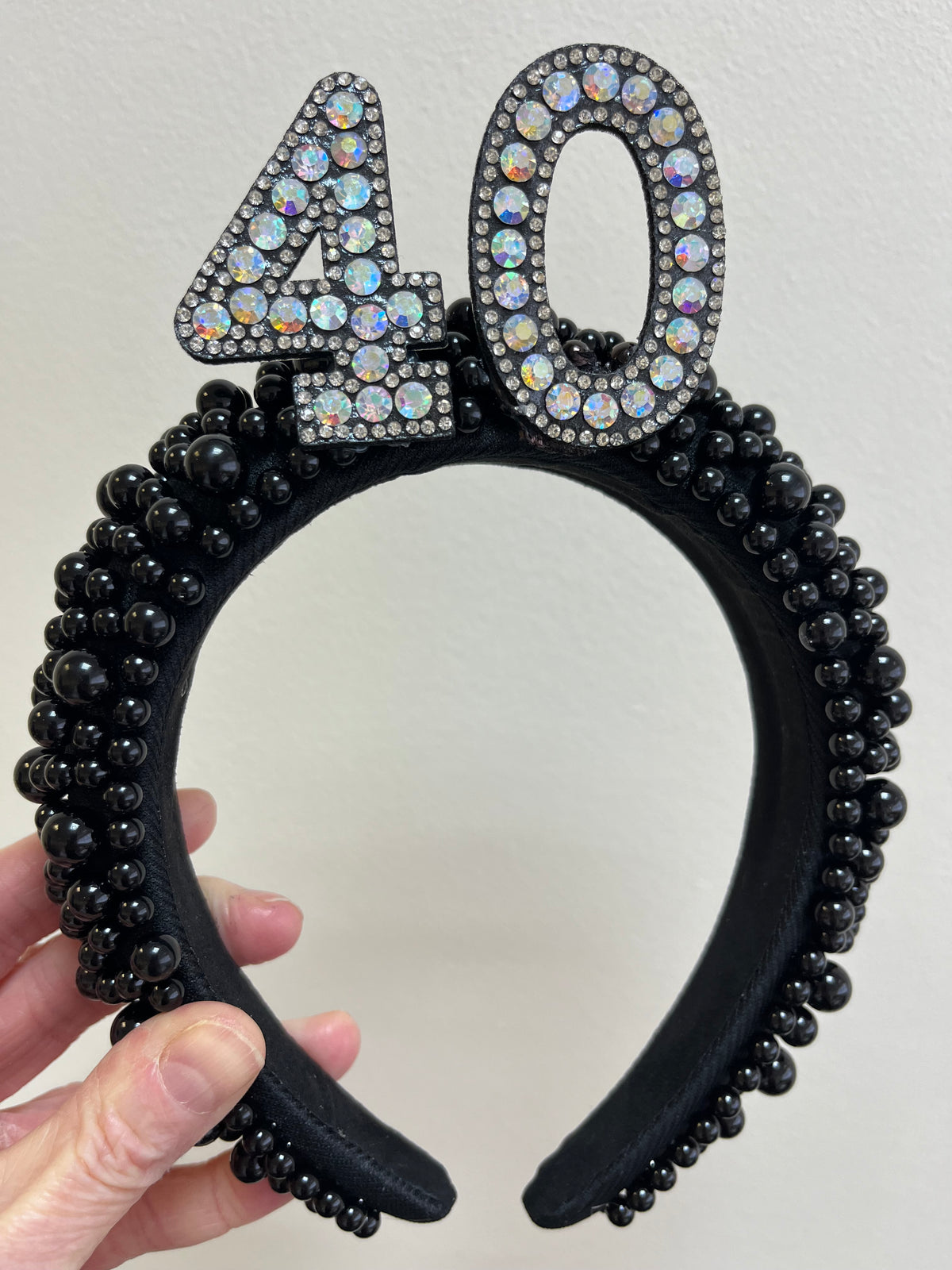 Personalised Any Age Black Pearl Headband