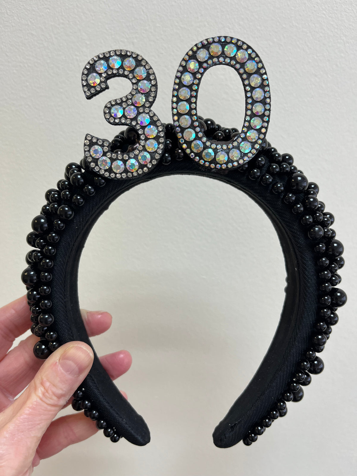 Personalised Any Age Black Pearl Headband