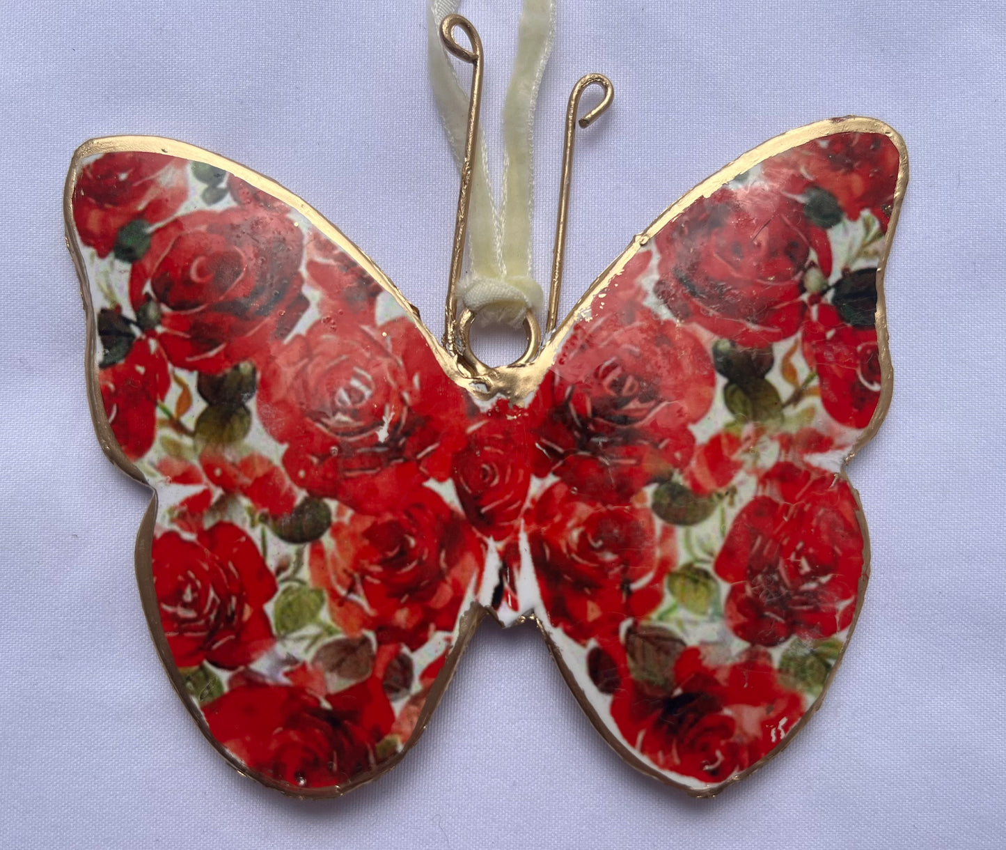 Floral Bloom Butterfly Hanging Heart Decoration
