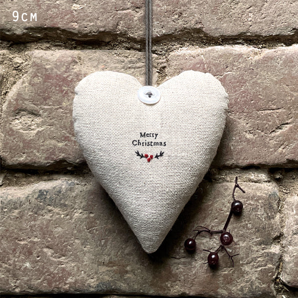 Linen Heart Decoration Merry Christmas by East of India