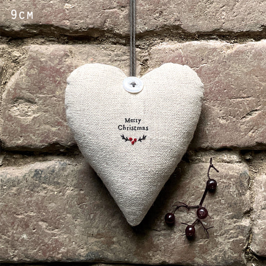 Linen Heart Decoration Merry Christmas by East of India