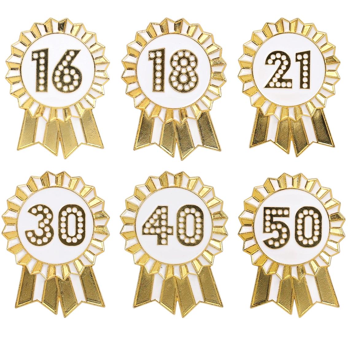Luxe Gold Enamel Birthday Age Pin Badge by Talking Tables