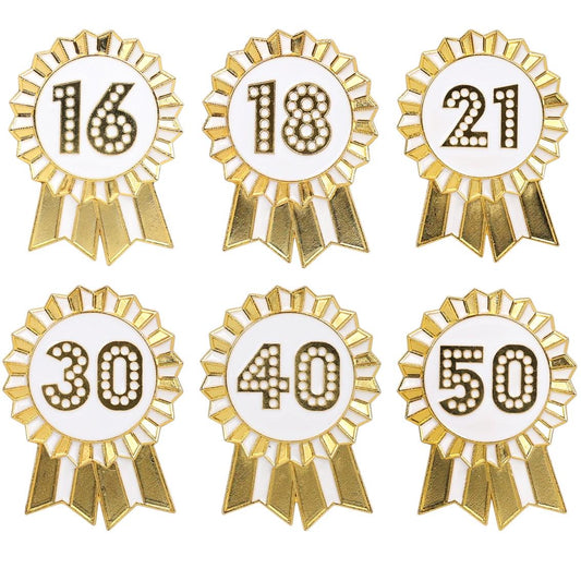 Luxe Gold Enamel Birthday Age Pin Badge by Talking Tables