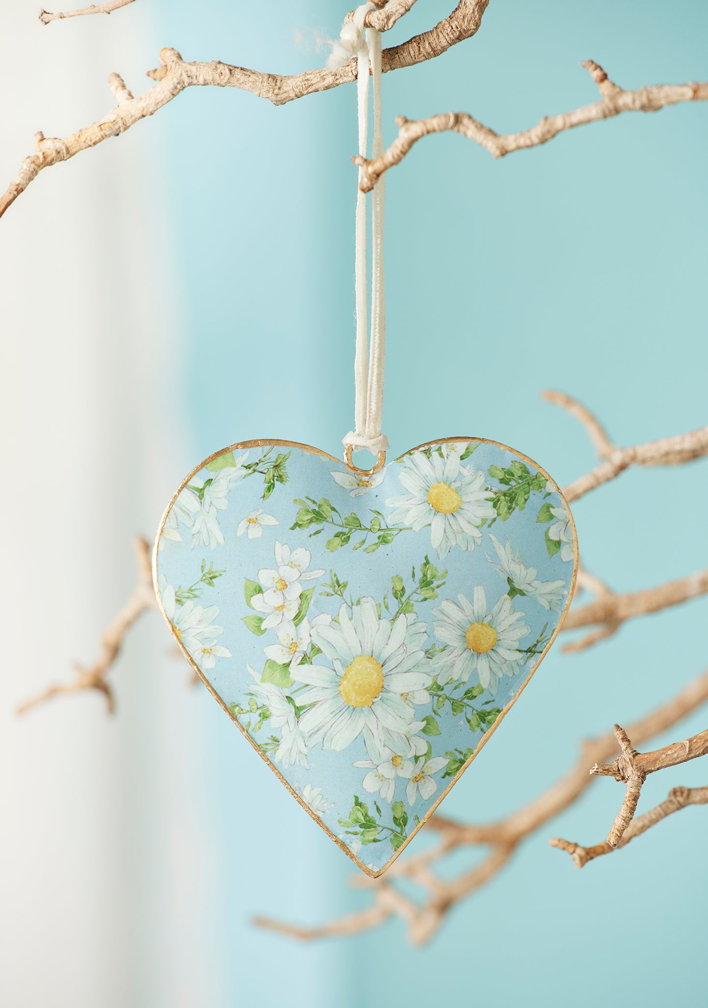 Hand Crafted Ditsy Floral Metal Hanging Heart Decoration