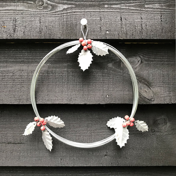 Metal Wreath Holly with Berries by East o India