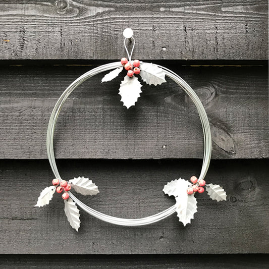 Metal Wreath Holly with Berries by East o India