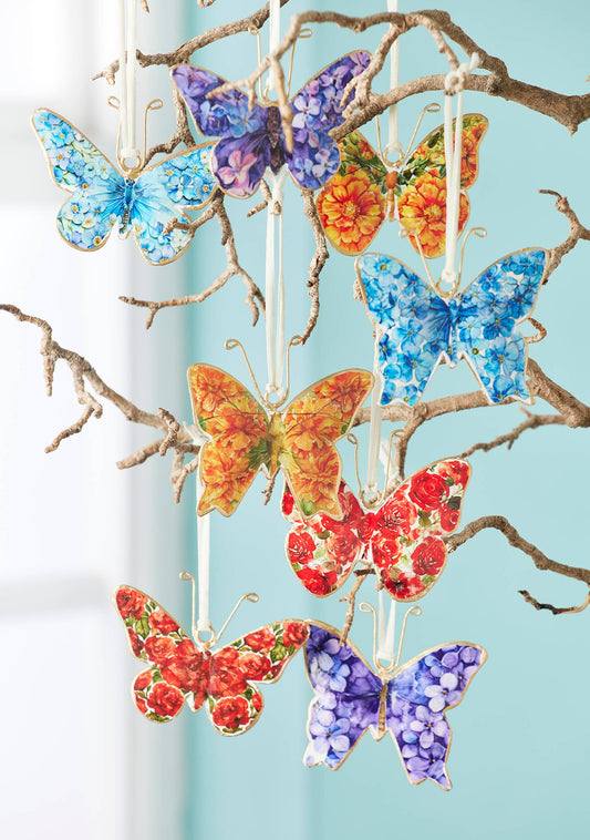 Namaste Floral Bloom Butterfly Hanging Metal Decoration 