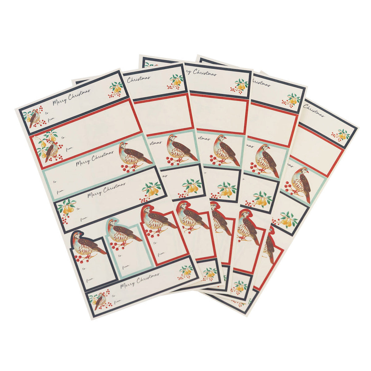 Partridge and Pear Sticky Christmas Gift Labels One Posh Party 