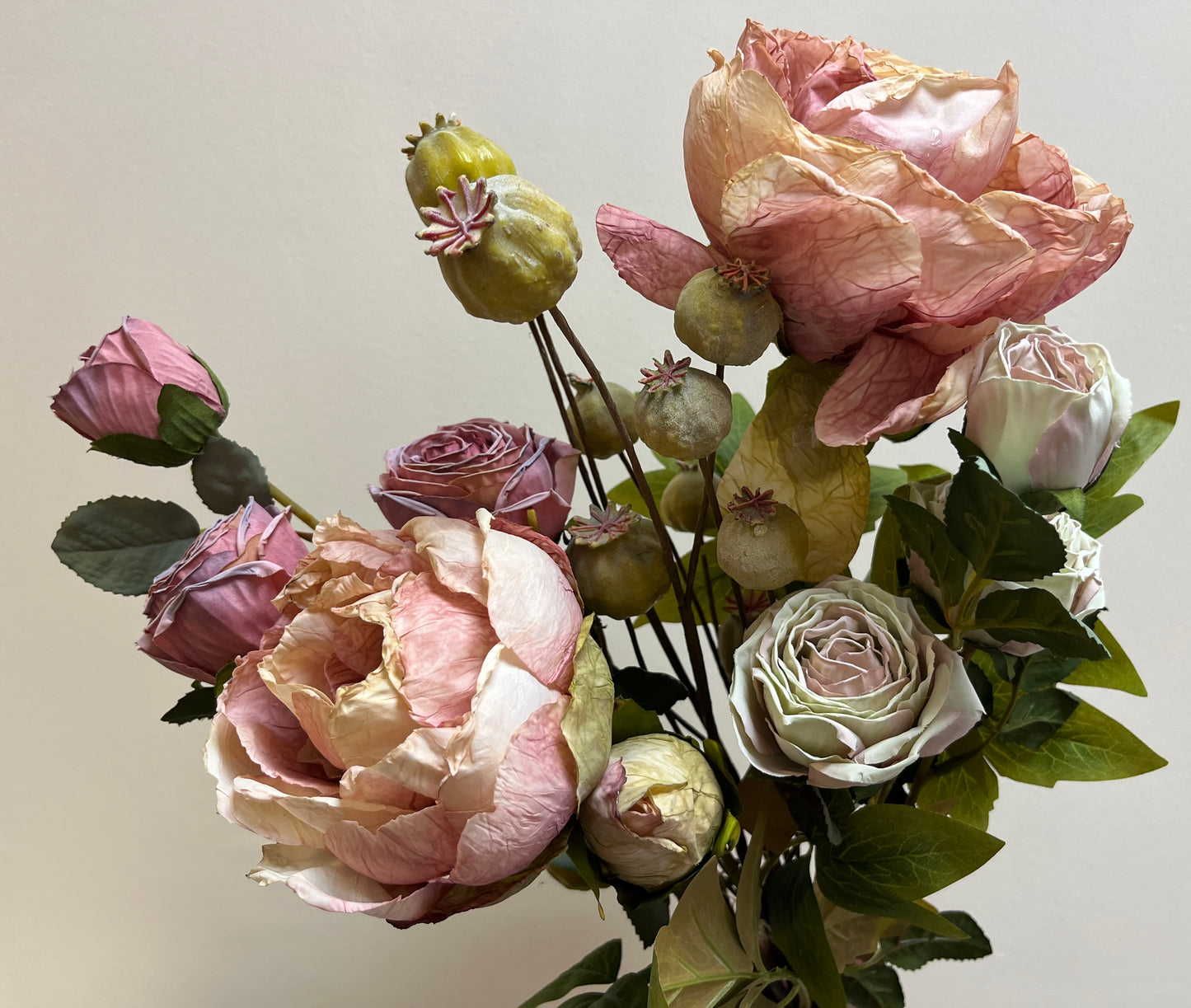 Pink Peony, Roses and Papaver Faux Flowers by Casa Verde