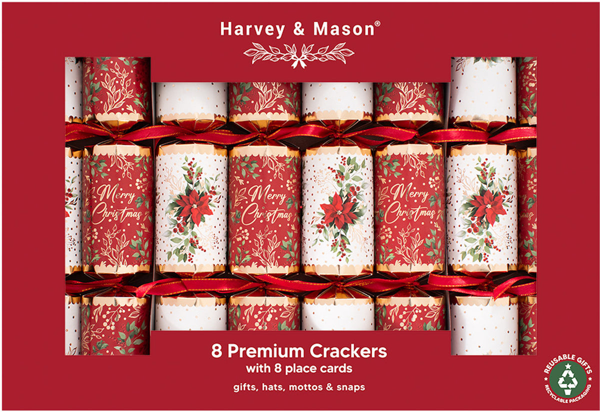 Premium Red Poinsettia Christmas Crackers One Posh Party 