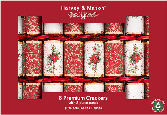 Premium Red Poinsettia Christmas Crackers One Posh Party 