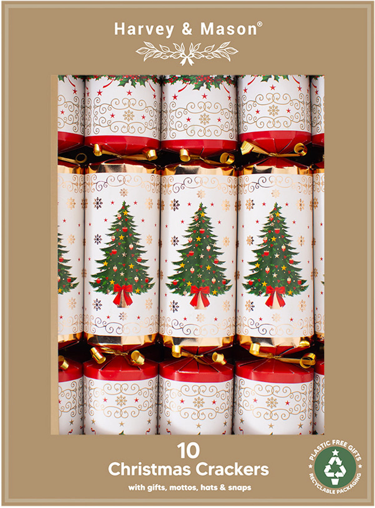 Red & Green Christmas Tree Family Crackers - One Posh Party 