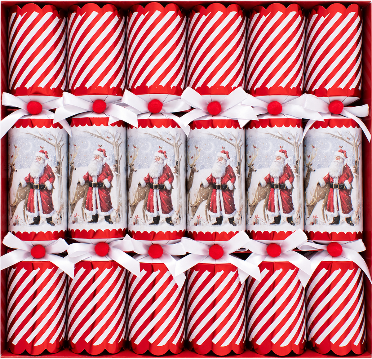 Retro Santa Red & White Striped Christmas Crackers by Harvey and Mason
