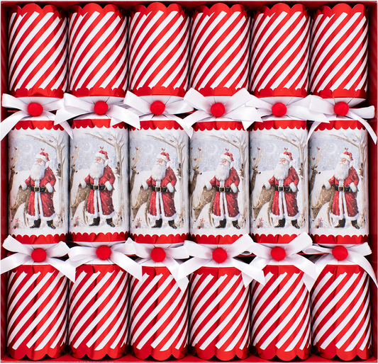 Retro Santa Red & White Striped Christmas Crackers by Harvey and Mason