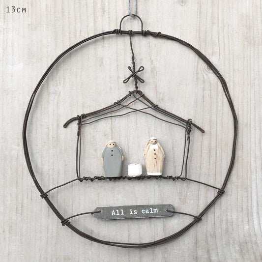 Rusty Wire Wreath with Nativity by East of India 