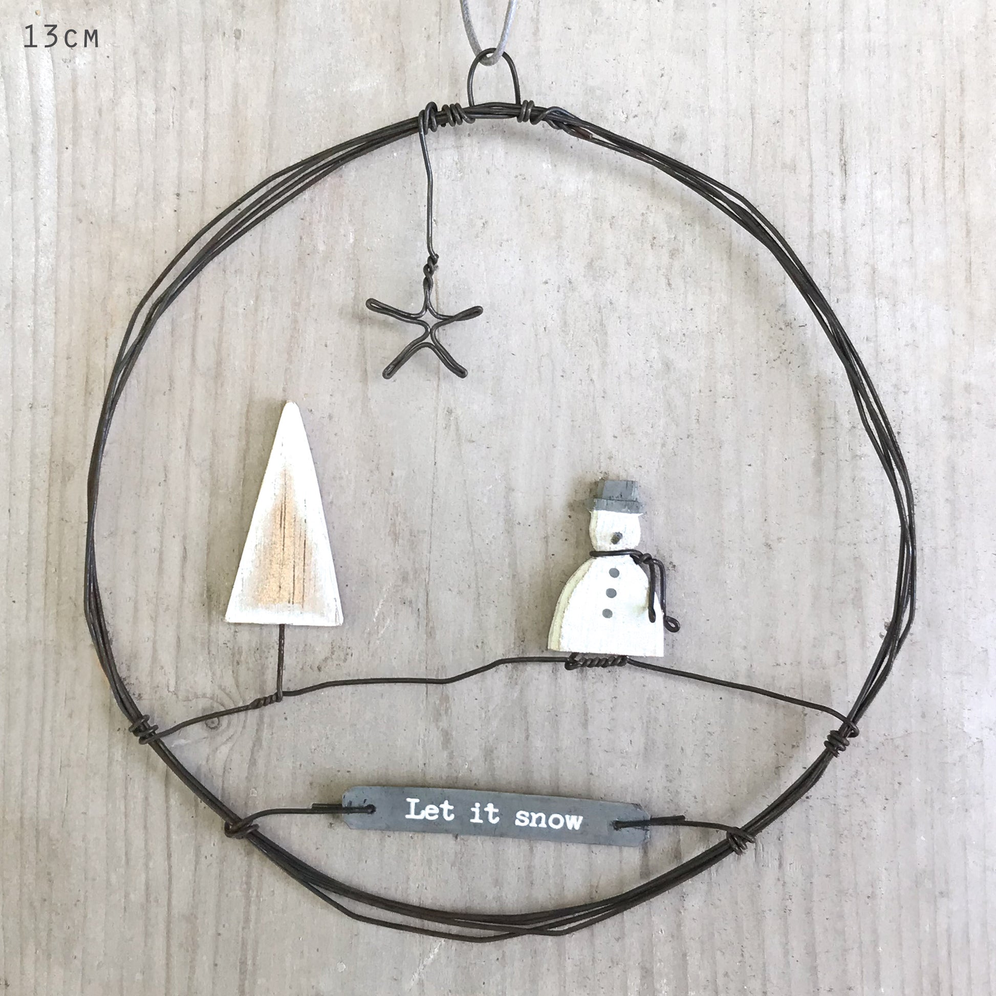 Rusty Wire Wreath with Snowman by East of India 