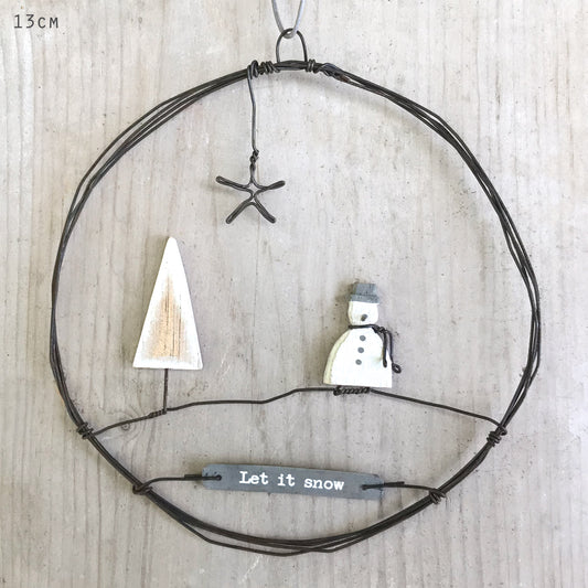 Rusty Wire Wreath with Snowman by East of India 