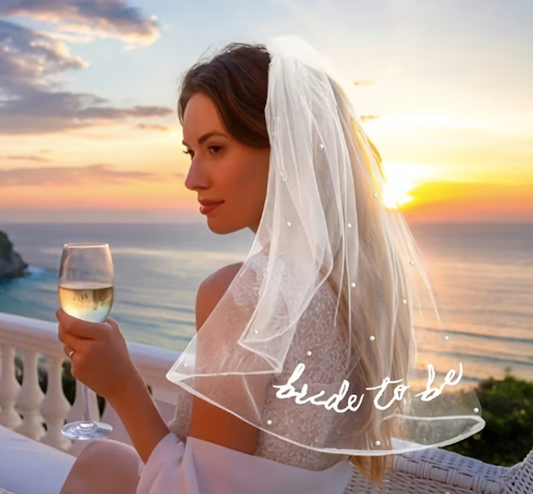 Printed Bride To Be Bachelorette Hen Party White Soft Tulle Veil