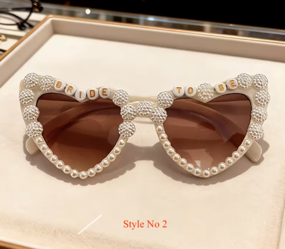 Bride To Be Heart Shaped Cream Pearl Sunglasses - 4 Styles