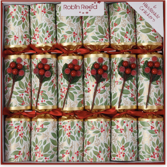 Winter Berry Large Handmade Luxury Traditional Christmas Crackers (6 Pack)