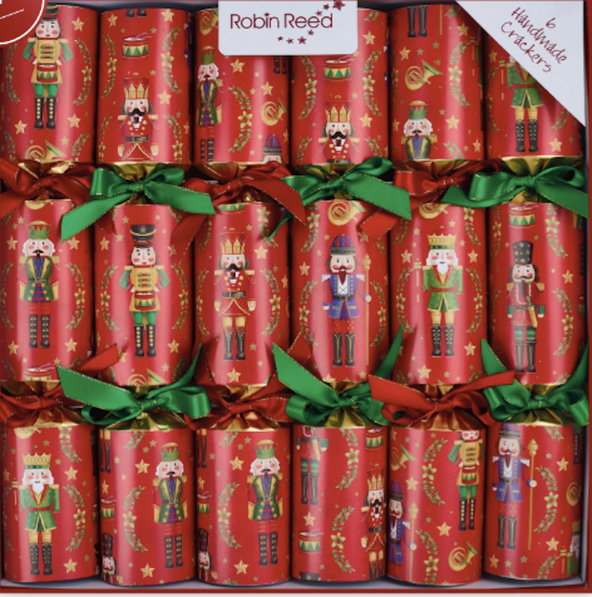 Red Royale Nutcracker X-Large 14" Handmade Luxury Christmas Crackers (6 Pack)