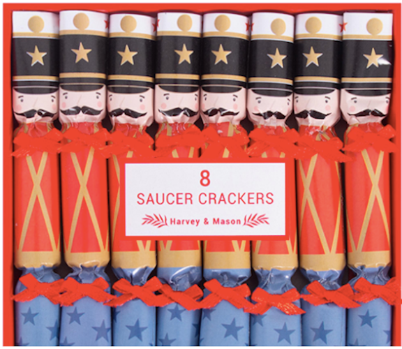 Father Christmas or Nutcracker Mini 12cm Saucer Crackers in 2 Designs (8 Pack)