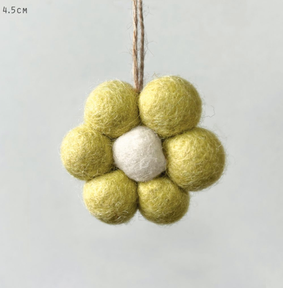 Felted Daisy Hanging Ornament - 2 Colours