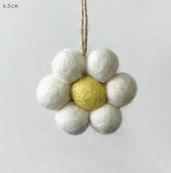 Felted Daisy Hanging Ornament - 2 Colours