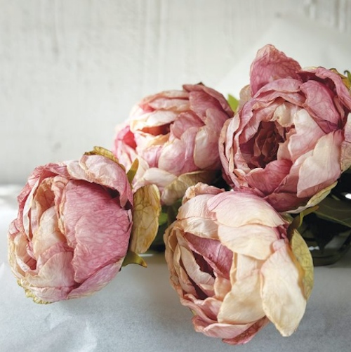 Pastel Peony, Roses and Papaver, Dusky Pink and White Mix Faux Flowers
