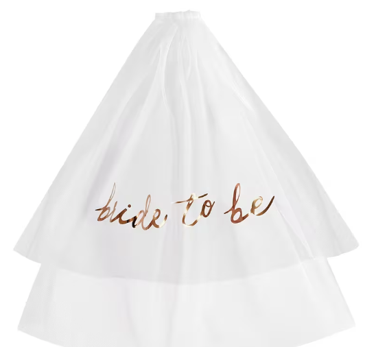 Printed Bride To Be Bachelorette Hen Party White Soft Tulle Veil