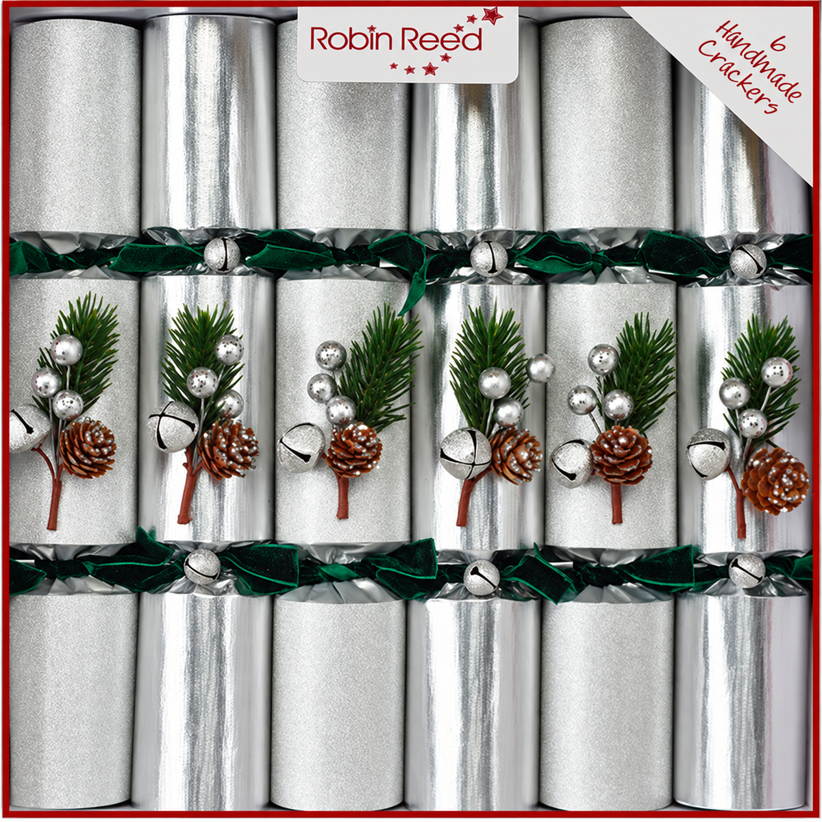 Ting Ting Pine Cone Large Handmade Luxury Traditional Christmas Crackers (6 Pack)