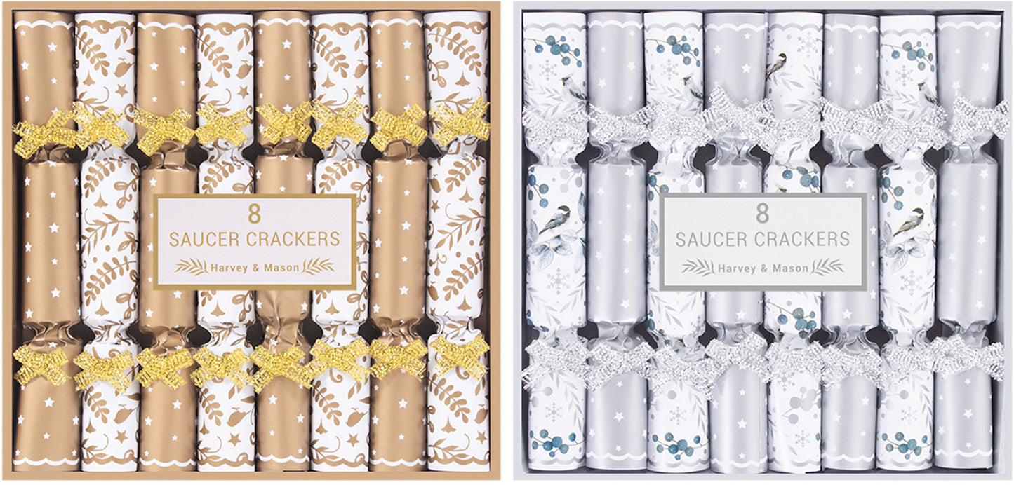 Silver and Gold Saucer Crackers by Harvey and Mason