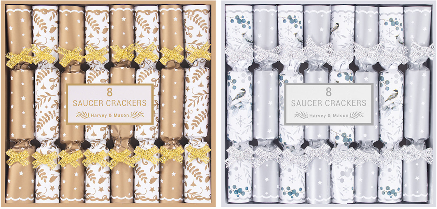 Silver and Gold Saucer Crackers by Harvey and Mason