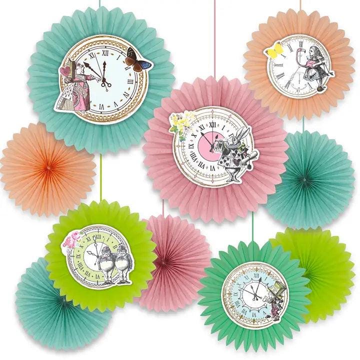 Truly Alice Paper Party Clock Fans by Talking Tables