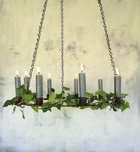 Vintage Antique Effect Simple Rust Nine Candle Chandelier
