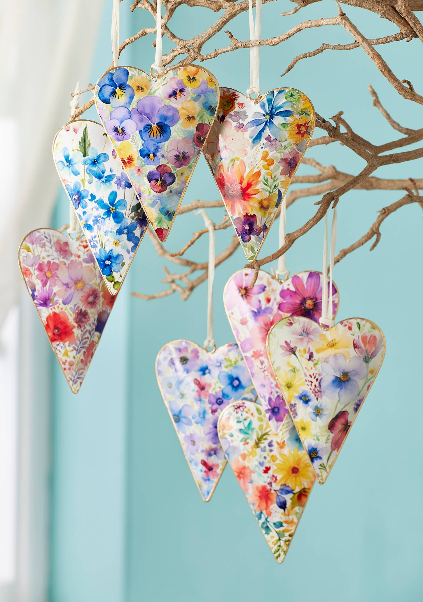 Watercolour Floral Hanging Heart Decoration by Namaste