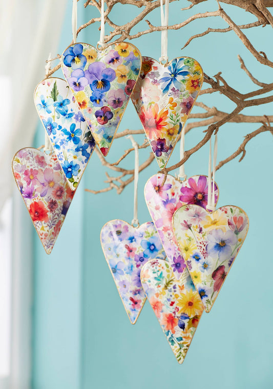 Watercolour Floral Hanging Heart Decoration by Namaste