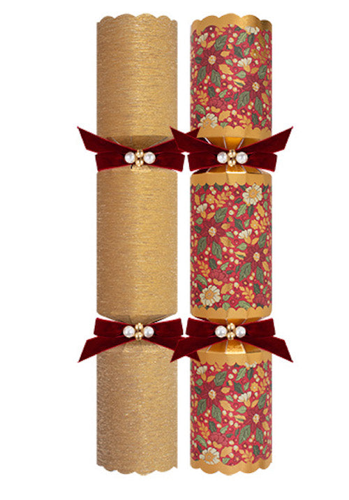 Exquisite Red Flower Extra Large 13.5" Luxury Handmade Christmas Crackers (6 Pack)